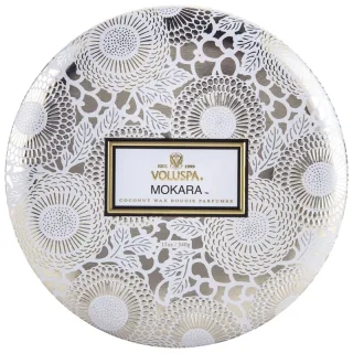 Voluspa 3-Wick Candle Decorative Tin Mokara