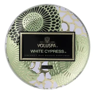 Voluspa Mini Decorative Tin Candle White Cypress