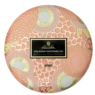 Voluspa 3-Wick Candle Decorative Tin Kalahari Watermelon