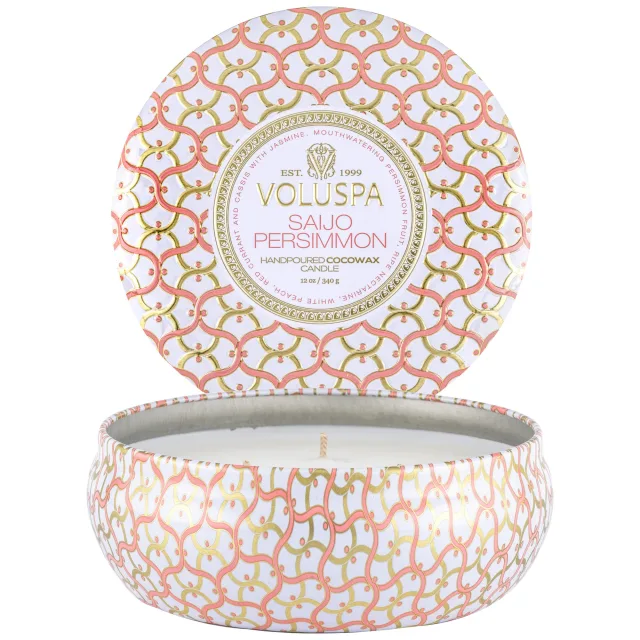 Voluspa Saijo Persimmon Maison Blanc 3-Wick in Decorative Tin