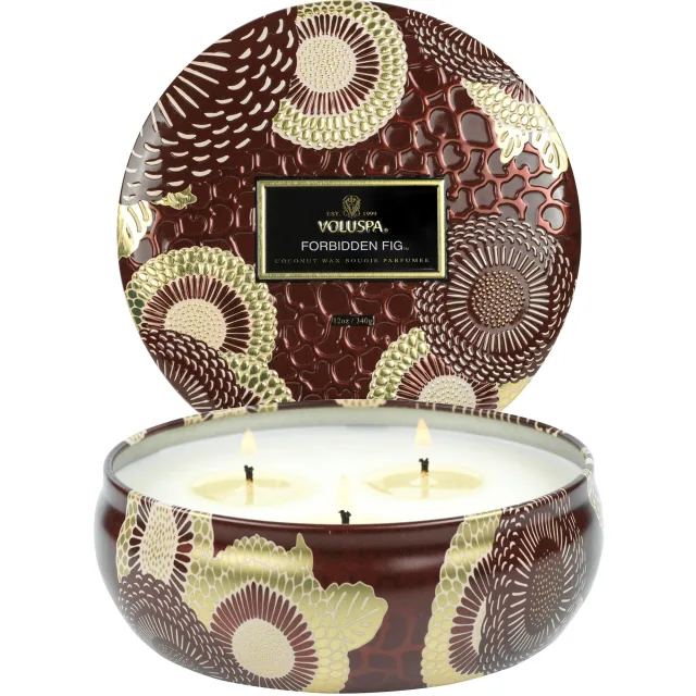 Voluspa Forbidden Fig 3-Wick in Decorative Tin