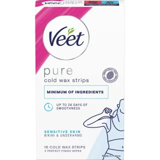 Veet Pure Cold Wax Strips Sensitive Skin Bikini & Underarms