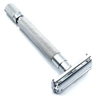 Parker Shaving 74R-SC Satin Chrome Textured Heavy Weight Butterfly Open Safety Razor