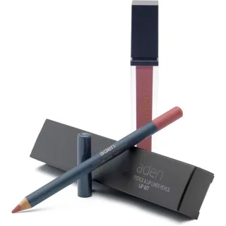 Aden Liquid Lipstick + Lipliner Pencil Set Shell