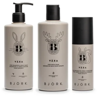 Björk VÄXA Kids Bundle Shampoo & Body Wash & Bath Foam & Spray Conditioner