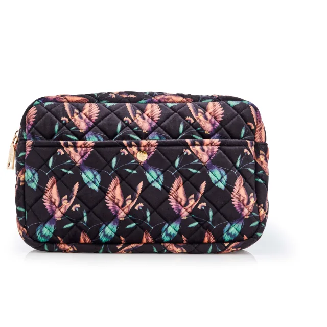 Fan Palm Black Hummingbird Large Beauty Bag Large