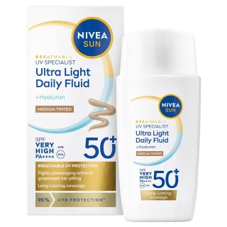 Nivea SUN UV Face Specialist Ultra Light Daily Fluid, Medium Tinted SPF 50+