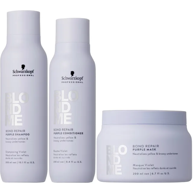 Schwarzkopf Professional BLONDME Purple Bundle Shampoo & Conditioner & Mask
