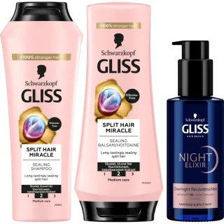 Schwarzkopf Gliss Split Hair Miracle Bundle Shampoo & Conditioner & Elixir