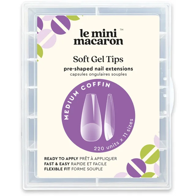 Le Mini Macaron Le Gel Soft Gel Tips Medium Coffin Medium