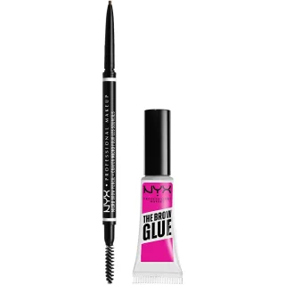 NYX Professional Makeup Brows Routine Set Bundle The Brow Glue Transparent & Micro Brow Pencil Ash Brown