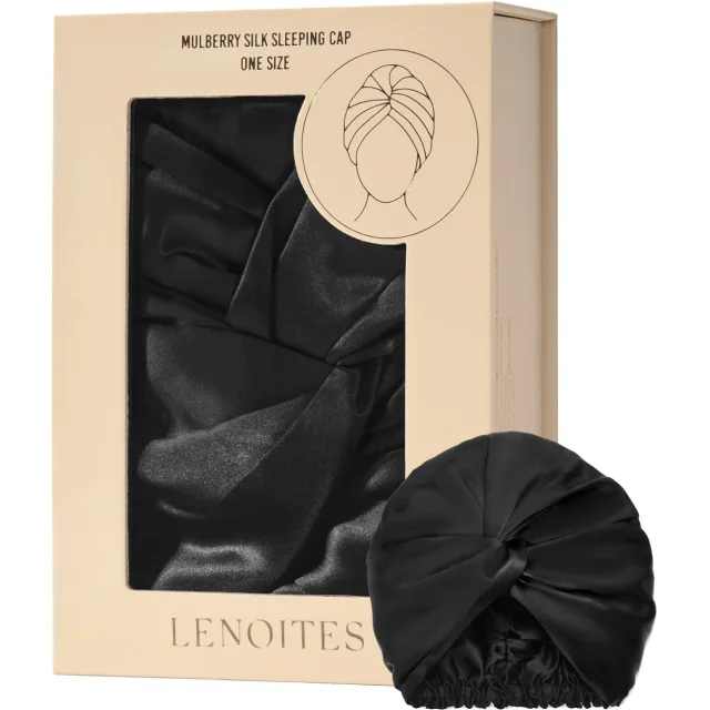 Lenoites Mulberry Silk Sleeping Cap Black