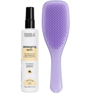 Tangle Teezer Curly Bundle Detangling Cream Spray & Naturally Curly Detangler Purple