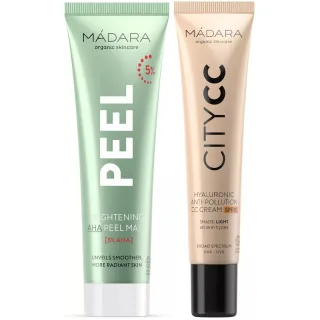 Mádara Bundle Brightening AHA Peel Mask & Anti-Pollution CC Cream SPF 15 Light