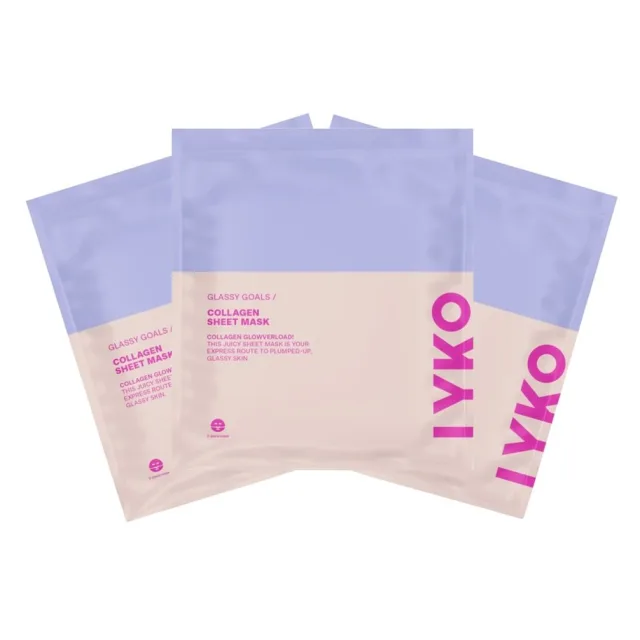 By Lyko Glassy Goals Collagen Sheet Mask Trio