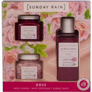 Sunday Rain Rose + Sweet Almond Oil Bath Trio
