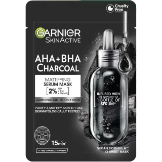 Garnier SkinActive Pure Charcoal Black Pore-Tightening + Hydrating Sheet Mask for Oily Skin Pore Tightening