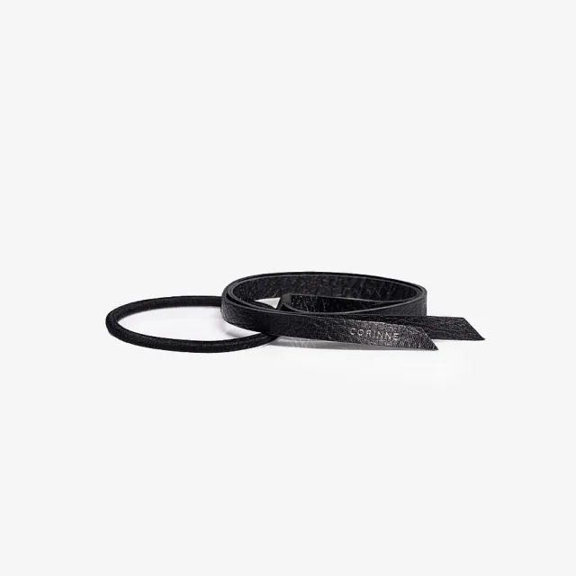 Corinne Leather Band Short Narrow Black