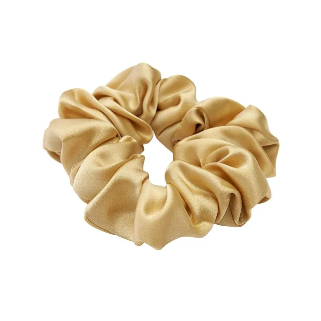 Lenoites Mulberry Silk Scrunchie Gold