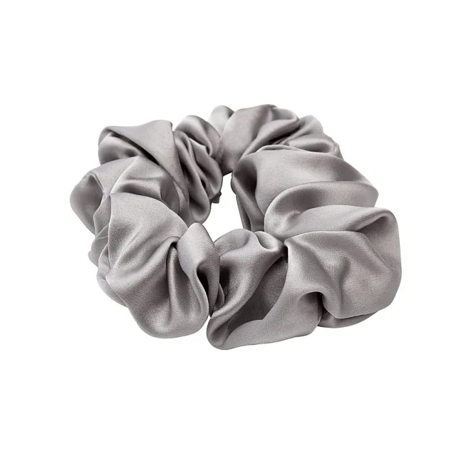 Lenoites Mulberry Silk Scrunchie Grey