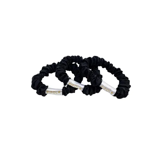 Pipol's Bazaar Satin Love Scrunchies 3-pack Black