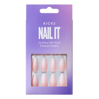 Kicks Beauty Press On Nails Soft French Ombre Ombre Pink