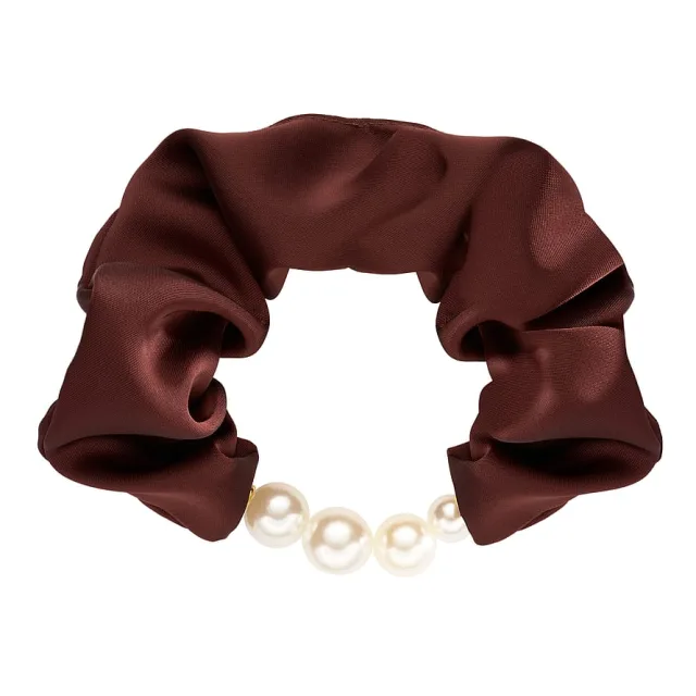 Kicks Beauty Large Pearl Scrunchie Brown Brown