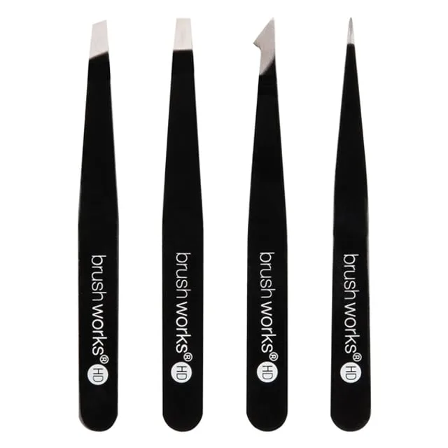 Brushworks HD Combination Tweezer Set Black