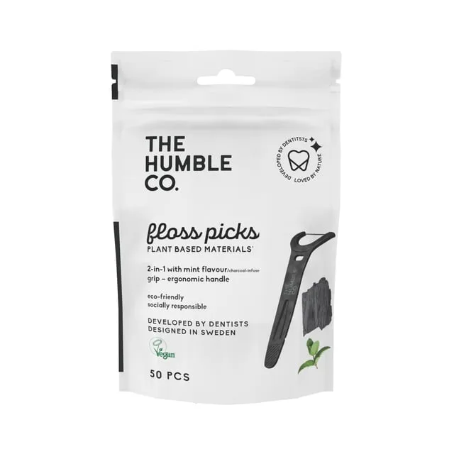 The Humble Co. Floss Picks Grip Handle Tandtrådsbyglar Charcoal