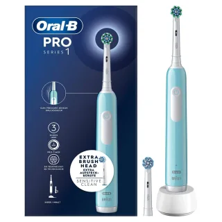 Oral B B Pro 1, Blå eltandborste med 2 huvuden