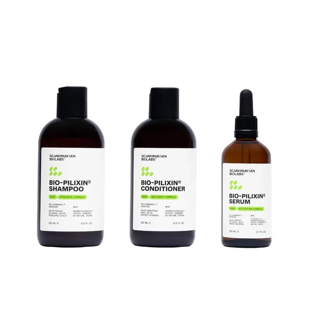 Scandinavian Biolabs Hair Routine Men Shampoo, Conditioner, Serum