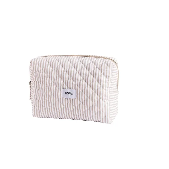 Cailap Sminkväska, beige ränder, stor
