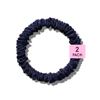 Poppie Scrunchie 100% Mulberry Silk Blue 2-pack