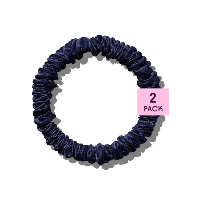 Poppie Scrunchie 100% Mulberry Silk Blue 2-pack