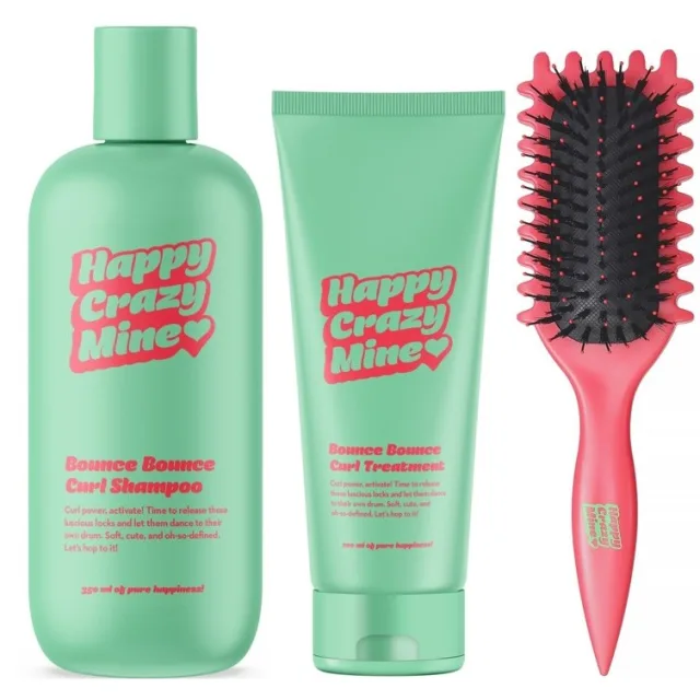 Happy Crazy Mine Bounce Bounce Curl Shampoo + Treatment + Curly Brush