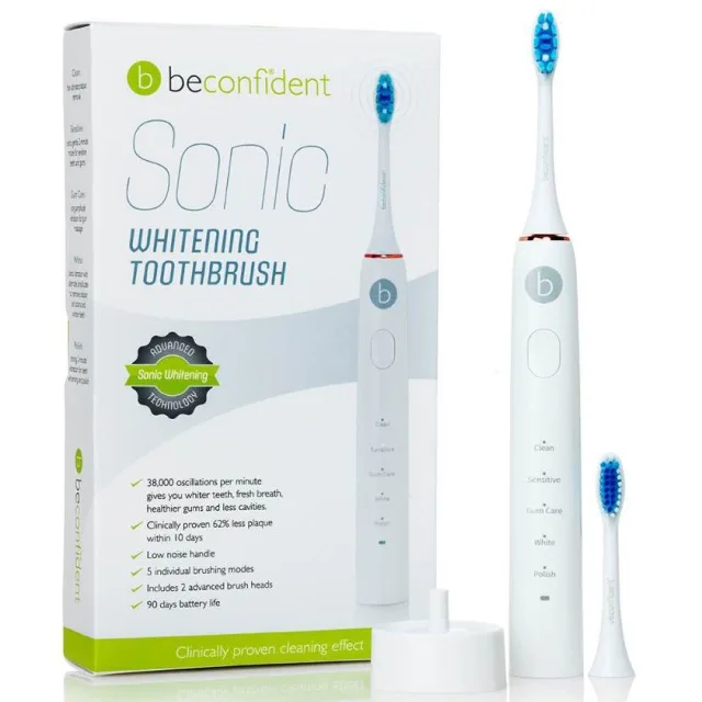 Beconfident Sonic Whitening Toothbrush. White/rose gold