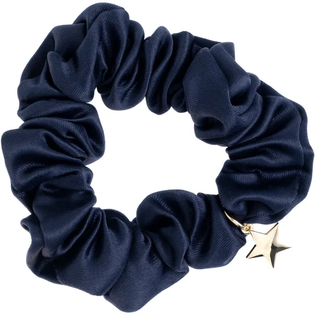 Dark Satin Scrunchie Navy Blue