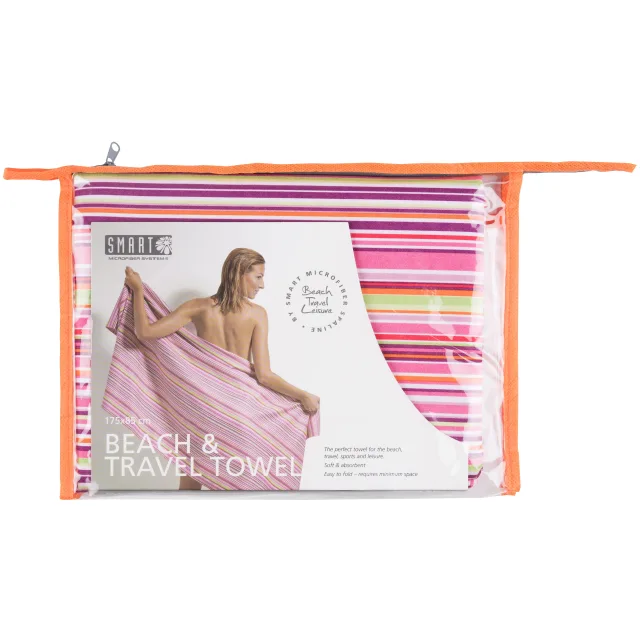 Smart Beach towel pink stripes