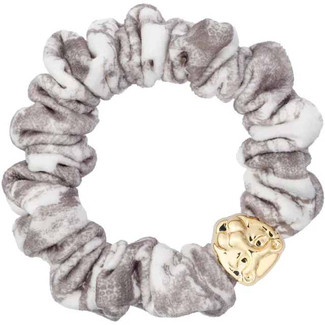 Dark Velvet Mini Scrunchie Warm Taupe Savannah Pattern