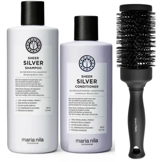 maria nila Sheer Silver Set Shampoo Conditioner & Blowout Brush