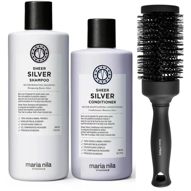 maria nila Sheer Silver Set Shampoo Conditioner & Blowout Brush