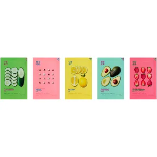 Holika Holika Pure Essence Sheet Mask Variety Collection (Cucumber, Pearl, Lemon, Avocado, Strawberry)