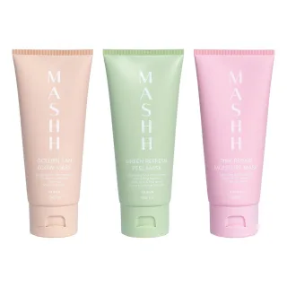 Mashh Triple Mask Glow Ritual Golden Tan & Glow, Green Refresh & Peel, Pink Repair Moisture