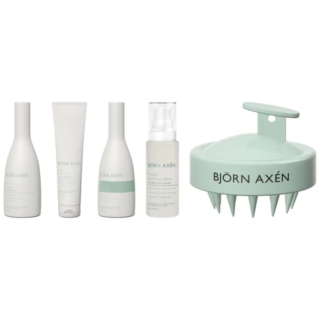 Björn Axén Complete Scalp Care Routine Shampoo Conditioner Scrub Serum Brush