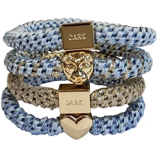 Dark Fat Hair Ties Combo Cool Blue Mix W/Gold