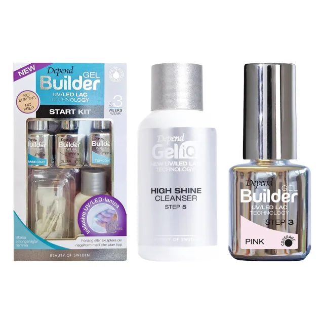 Depend Gel Manicure Starter Collection Starter Kit, High Shine & Builder Pink