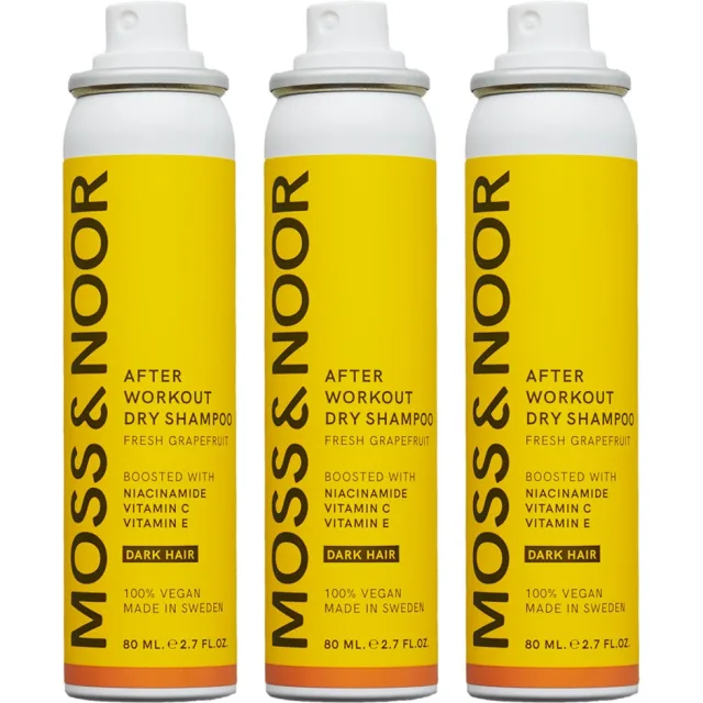Moss & Noor After Workout Dry Shampoo Dark Hair Fresh Grapefruit 3 pack