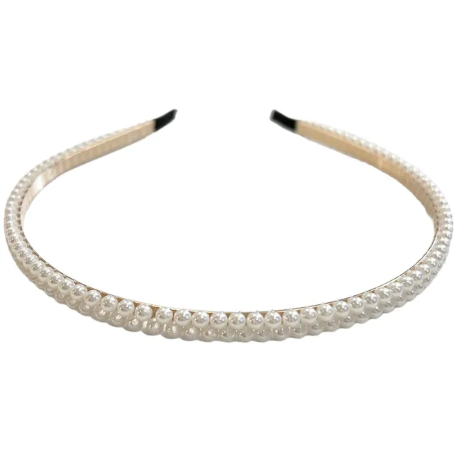 Dark Pearl Hair Band Row White Pearl