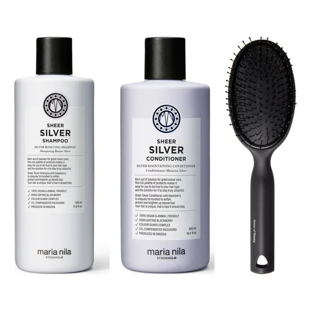 maria nila Silver Blonde Care Set Shampoo & Conditioner & Brush