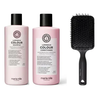 maria nila Luminous Color Care & Styling Set Shampoo & Conditioner & Paddle Brush